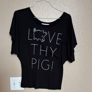 Black Graphic Tee - Love Thy Pig